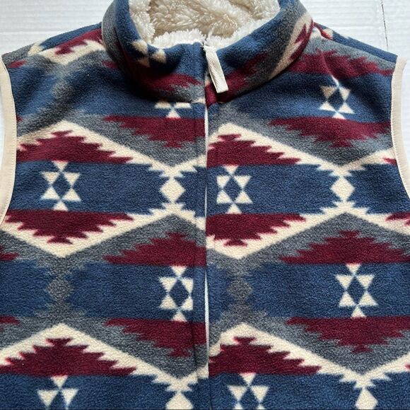 Jane Ashley Vest Medium Beautiful southwestern print blue/maroon and cream - Picture 5 of 7